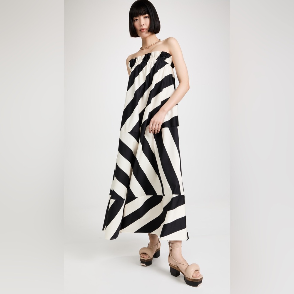 NWT $598 Tory Burch Wide Stripe Long Dress - Picture 2 of 13